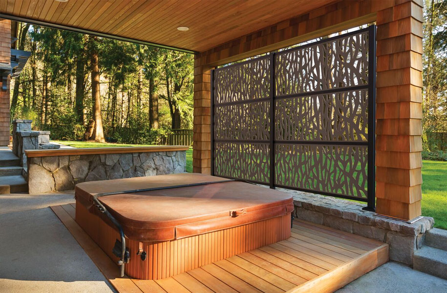 Frame Kit with Sprig Decorative Screen Panels in Umber