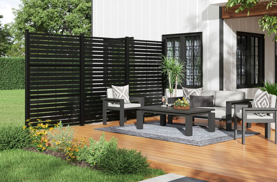 Frame Kit with Boardwalk Decorative Screen Panels in Black